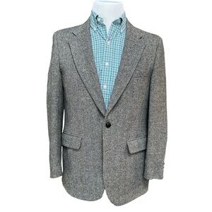 Stafford Mens‎ Vintage Harris Tweed Two Button Sport Coat Blazer Herringbone 41R